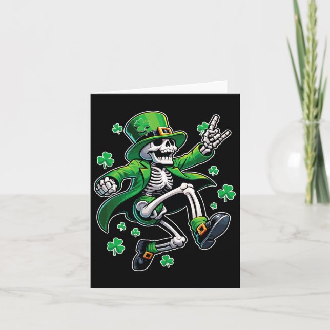 Tanzen Skeleton Leprechaun St. Patrick's Day Karte (Vorderseite)