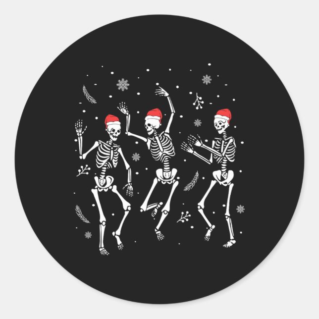 Tanzen Skeleton Weihnachten 2025 Spooky Funny Chri Runder Aufkleber (Vorderseite)
