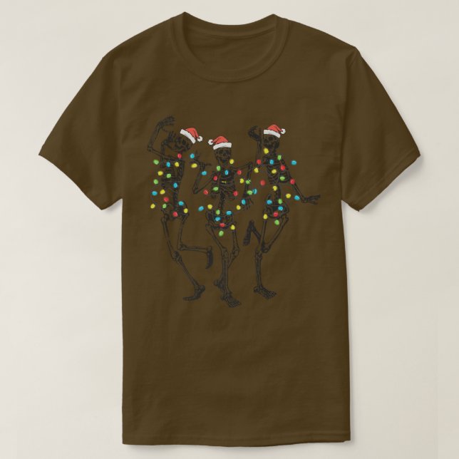 Tanzen Skelett Weihnachtslicht Sonnige Weihnachtsm T-Shirt (Design vorne)