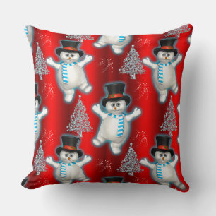 Tanzen Snowman Weihnachten Rot Kissen