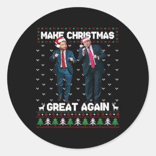 Tanzen Trump Santa und DJ Vance machen Weihnachten Runder Aufkleber