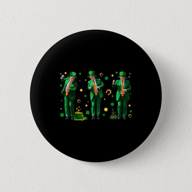 Tanzen Trump St. Patrick's Day Button (Vorderseite)