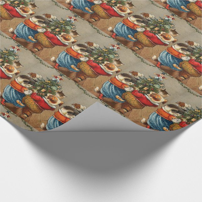 Tanzen um den Weihnachtsbaum Geschenkpapier (Ecke)