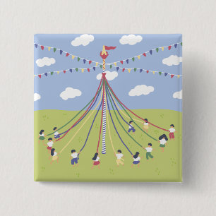 Tanzen um Maypole Button
