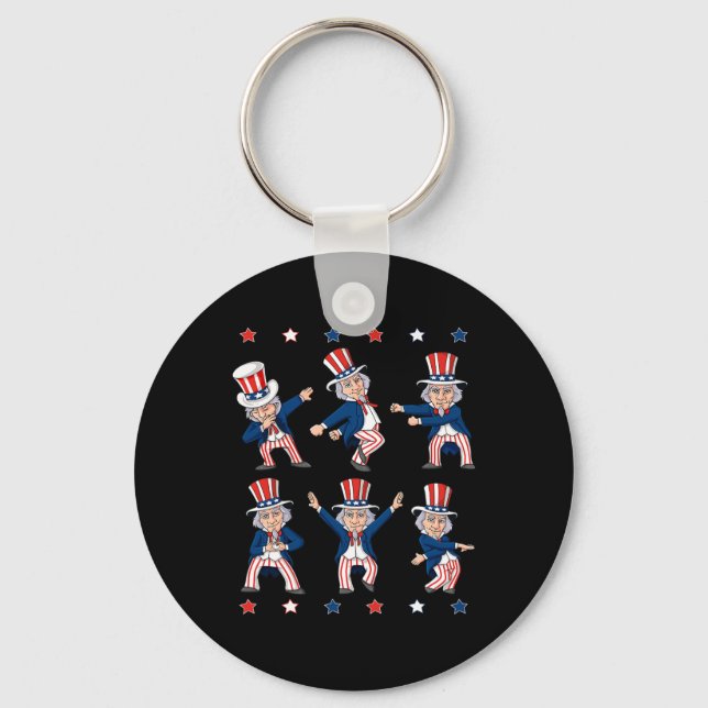 Tanzen Uncle Sam 4. Juli Jungs Kinder Patriotic Schlüsselanhänger (Vorderseite)