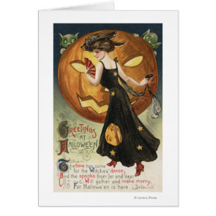 Tanzen und Kürbis Halloweens GreetingWitch