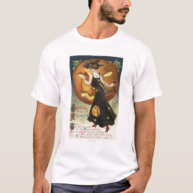 Tanzen und Kürbis Halloweens GreetingWitch T-Shirt (Vorderseite)