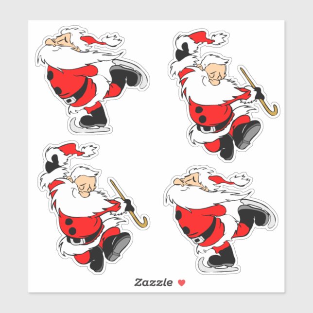 Tanzen und Skaten Santas Sticker (Blatt)