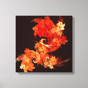 Tanzen von Feuervögeln Abstrakt Quad Canvas Printw Leinwanddruck