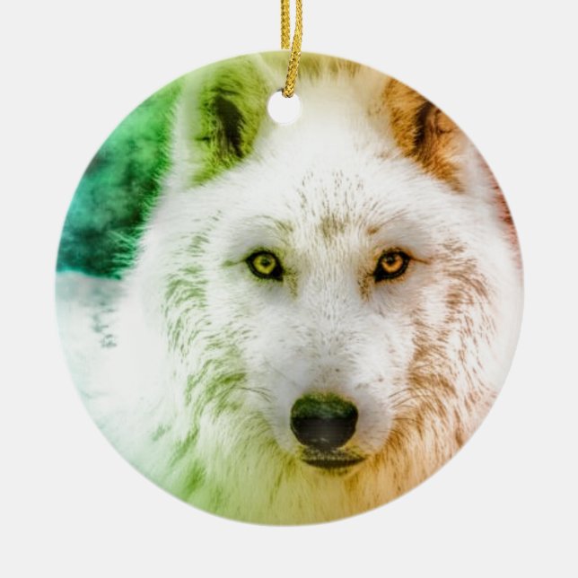 Tanzen-Wolf Keramik Ornament (Vorne)