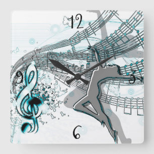 Tanzen zur Musik Quadratische Wanduhr