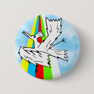 Tanzenbrolly-Vogel auf einem Regenbogen Button
