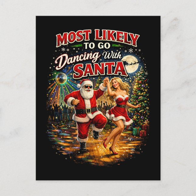 Tanzend mit dem Weihnachtsmann Postkarte (Vorderseite)