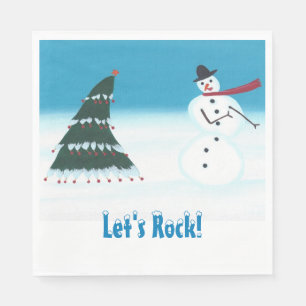 Tanzend Weihnachtsbaum Snowman Let's Rock Napkins Serviette