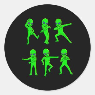 Tanzende Außerirdischen Halloween Green Alien Danc Runder Aufkleber