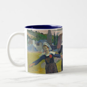 Tanzende Bretone-Mädchen Paul Gauguins , Zweifarbige Tasse