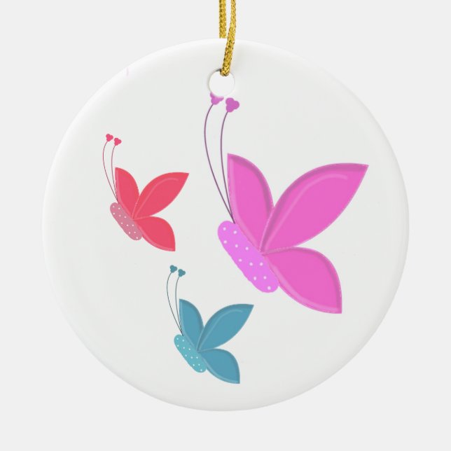 Tanzende bunte Schmetterlinge Keramik Ornament (Vorne)