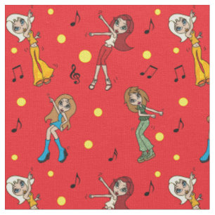 Tanzende Cartoon Girls Stoff