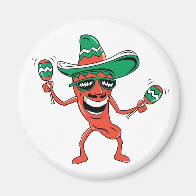 Tanzende Chili Pepper Magnet (Vorne)