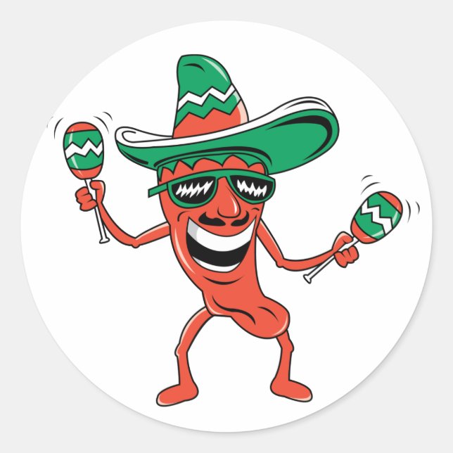 Tanzende Chili Pepper Runder Aufkleber (Vorderseite)