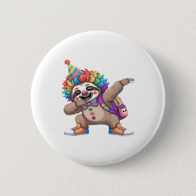 Tanzende Clowntrommeln Spooky Halloween-Faulenzer Button (Vorderseite)