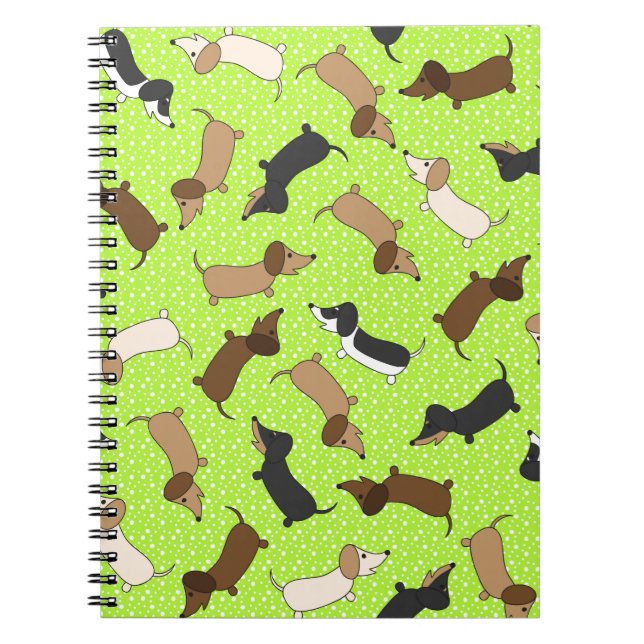 Tanzende Dackeln (Lime Green) Notizblock (Vorderseite)