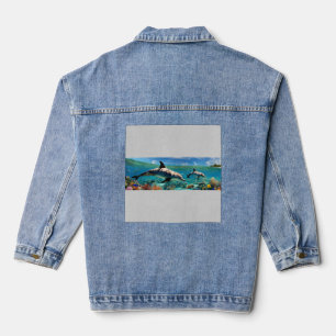 Tanzende Delfine in einem Korallenparadies Jeansjacke