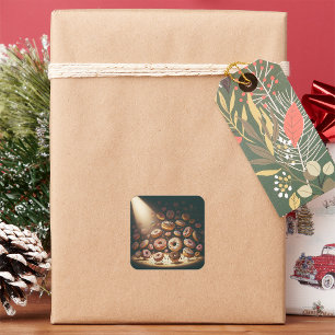 Tanzende Donuts Surreal Bakery Quadratischer Aufkleber