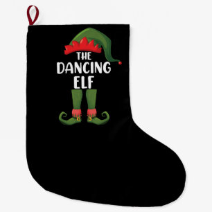 Tanzende Elf-Familie passende Gruppe Weihnachtsfei Großer Weihnachtsstrumpf
