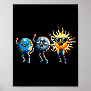 Tanzende Erde Mond Sonne Lustige Totale Sonnenfins Poster