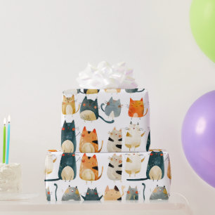 Tanzende farbige Katzen Geschenkpapier