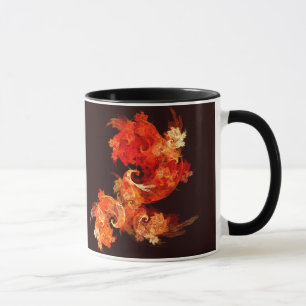 Tanzende Feuervögel Kunst Moderne Fraktal Abstrakt Tasse