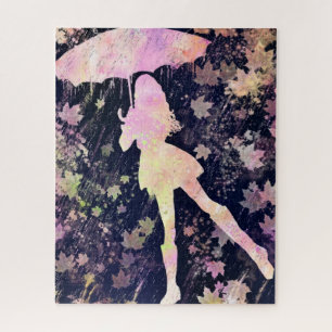 Tanzende Frau im Regen Puzzle