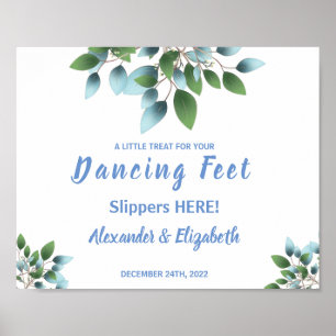 Tanzende Füße Flip Flops   Eukalyptus Hochzeitssch Poster