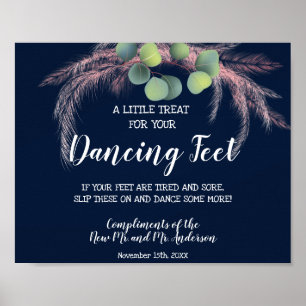 Tanzende Füße Flip Flops Hochzeit Pampas Gras Poster