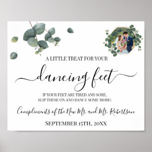 Tanzende Füße Flip Flops Hochzeitsempfangsschild Poster