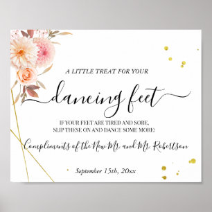 Tanzende Füße Flip Flops Hochzeitsempfangsschild Poster