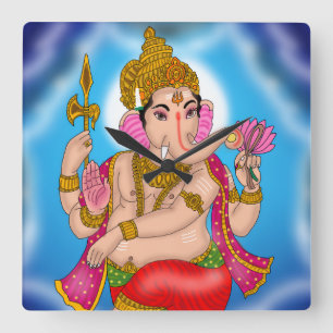 Tanzende Ganesha-Uhr Quadratische Wanduhr