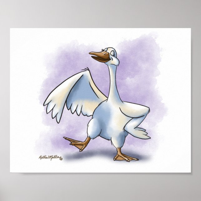 Tanzende Gans-Karikatur Poster (Vorne)