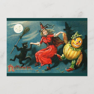 Tanzende Halloween-Hexe Karte