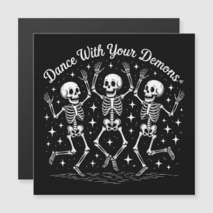Tanzende Halloween-Skelette Magnetkarte