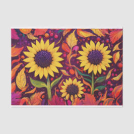 Tanzende Herbstsonnenblumen, wirbelnde Herbstlaube Seidenpapier