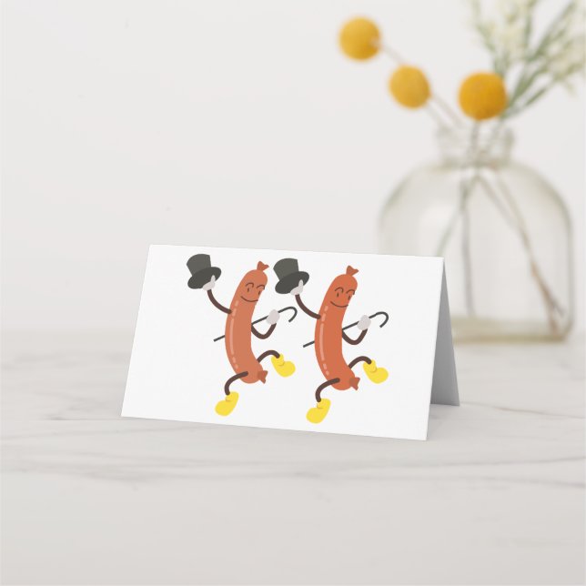 Tanzende Hot Dogs Platzkarte (Vorderseite)