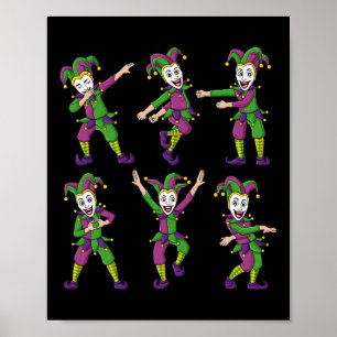 Tanzende Joker Mardi Gras Fun Boys Girls Kinder Poster