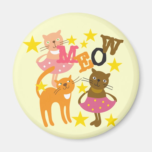 Tanzende Katzen Magnet (Vorne)