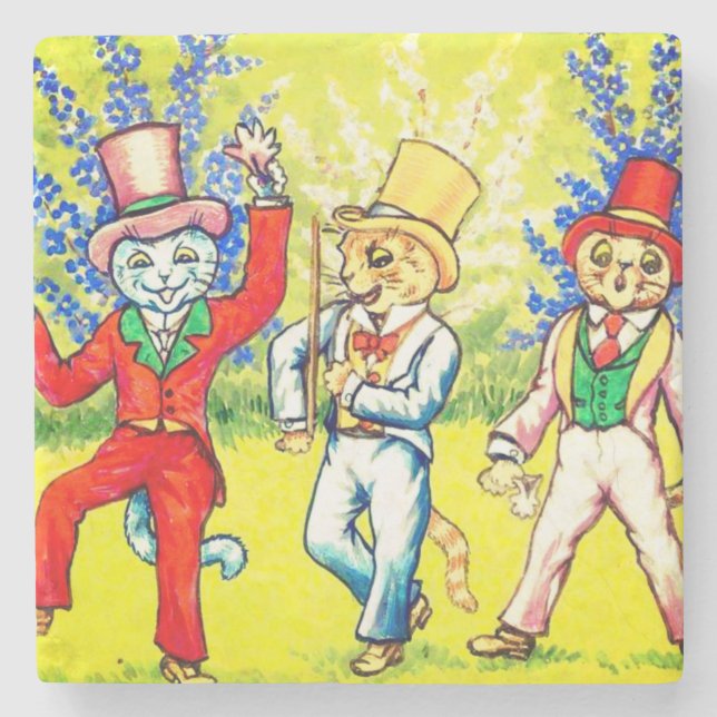 Tanzende Katzen Steinuntersetzer (Vorderseite)
