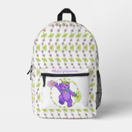 Tanzende Lila Princess Teddy Bear Bedruckter Rucksack