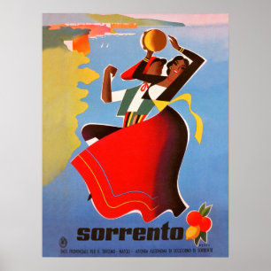 Tanzende Mädchen aus Sorrent, Italien, Vintage-Rei Poster