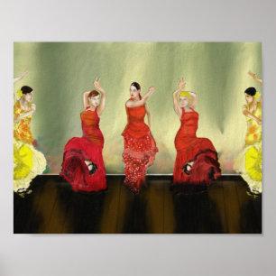 Tanzende Mädchen beim Flamenco auf der Bühne Kunst Poster