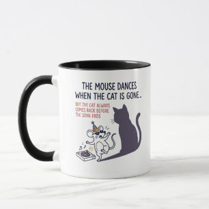 Tanzende Maus und Plattenspieler Illustration Hu Tasse